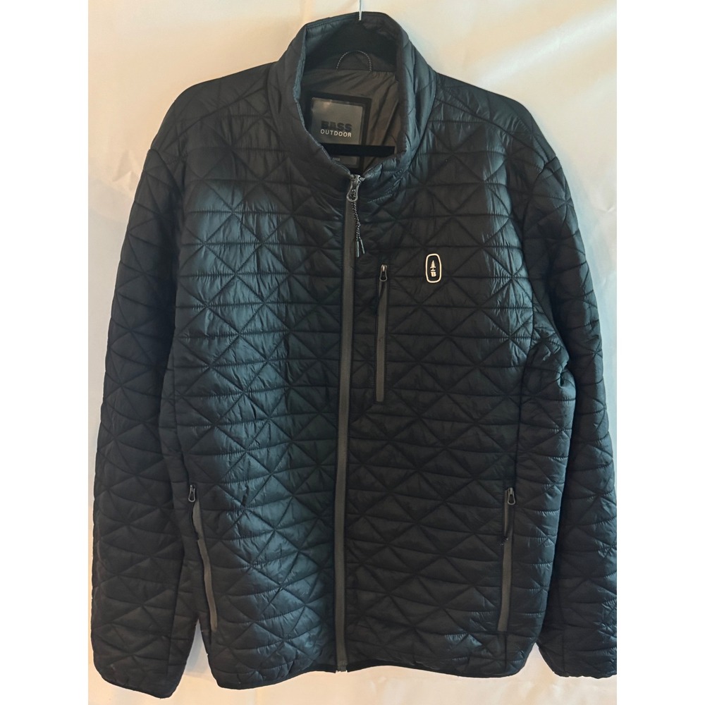 Bass Outdoor Mens XXL Black Geometric Diamond Quilted Packable Puffer Jacket